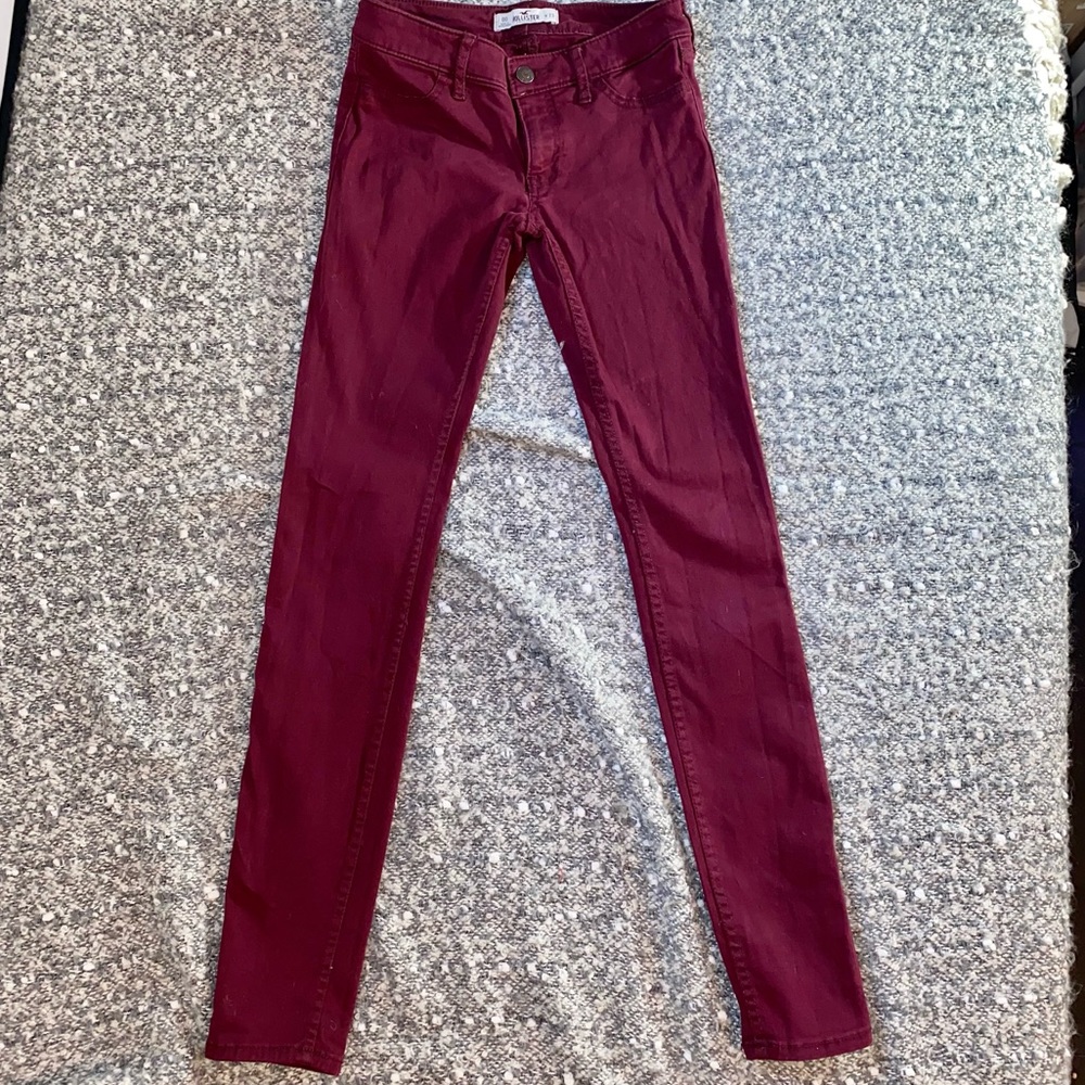 Hollister Low Rise Skinny Jeans Burgundy 00